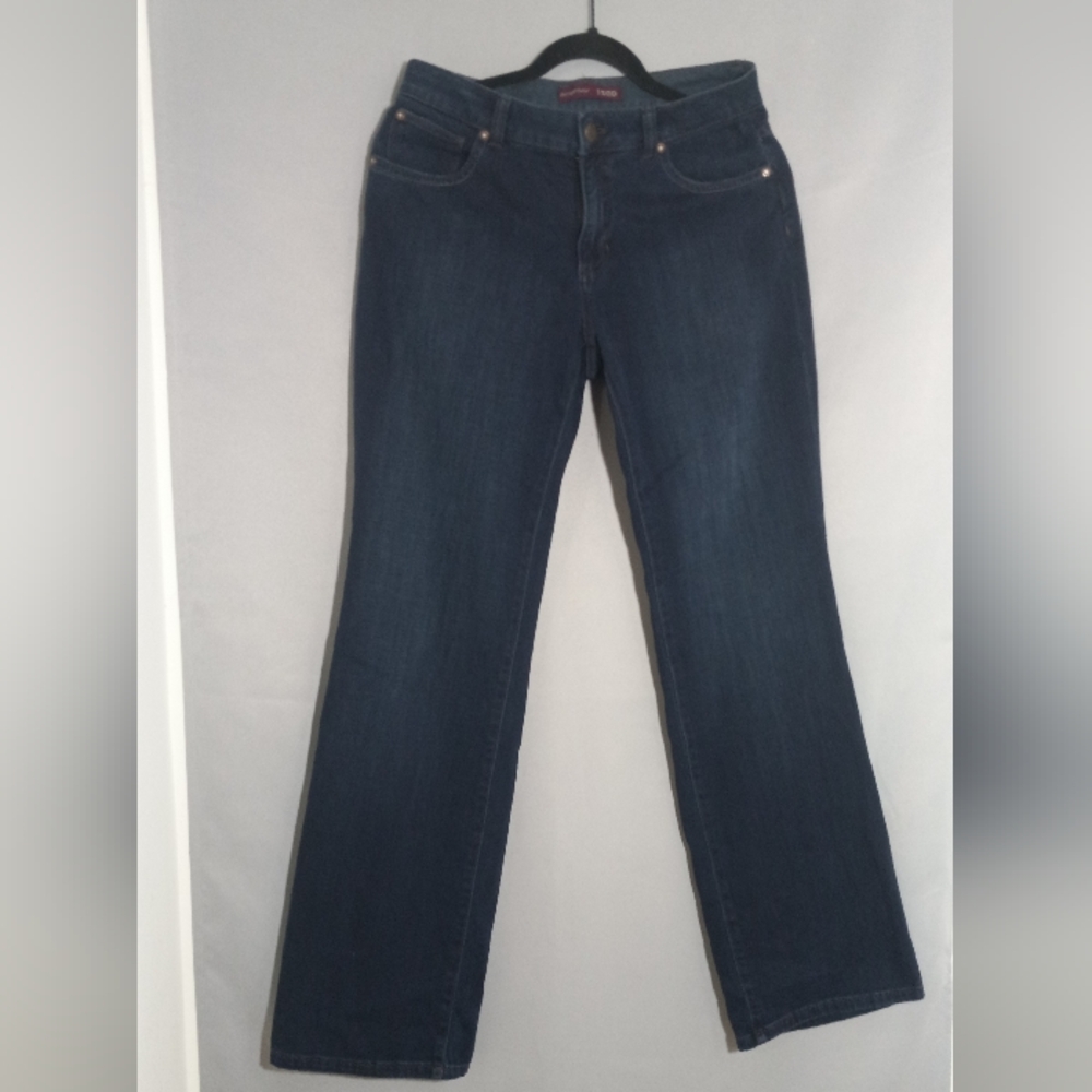 Izod Dark Blue Straight Leg Jeans Sz 8 Waist30 Hip40 Lomg41 1/2 Mid Rise